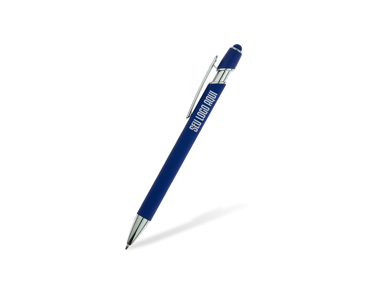A de metal com textura emborrachada combina sofisticação com praticidade. Ideal para uso diário, possui ponta touch, clip de metal e acionamento por click, garantindo conforto e precisão em cada escrita ou interação touchscreen