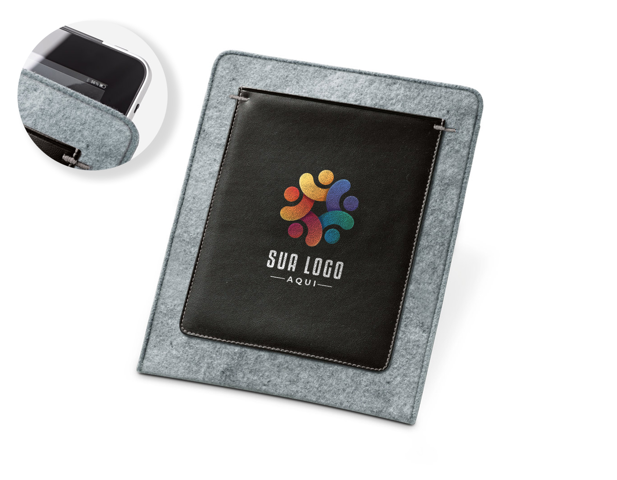 Bolsa para tablet de 10.1'' em feltro e c. sintético com interior forrado e bolso exterior. Fecho de velcro. 210 x 275 x 7 mm | Bolso: 160 x 210 mm