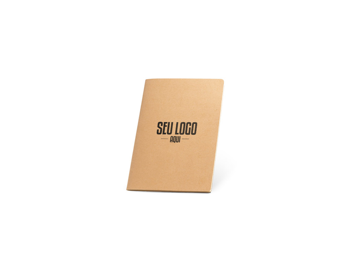 Caderno A6 de capa flexível em cartão (250 g/m²) e cantos redondos. Com 40 folhas lisas, costuradas, em papel reciclado proveniente de gestão florestal sustentável. 100 x 145 mm