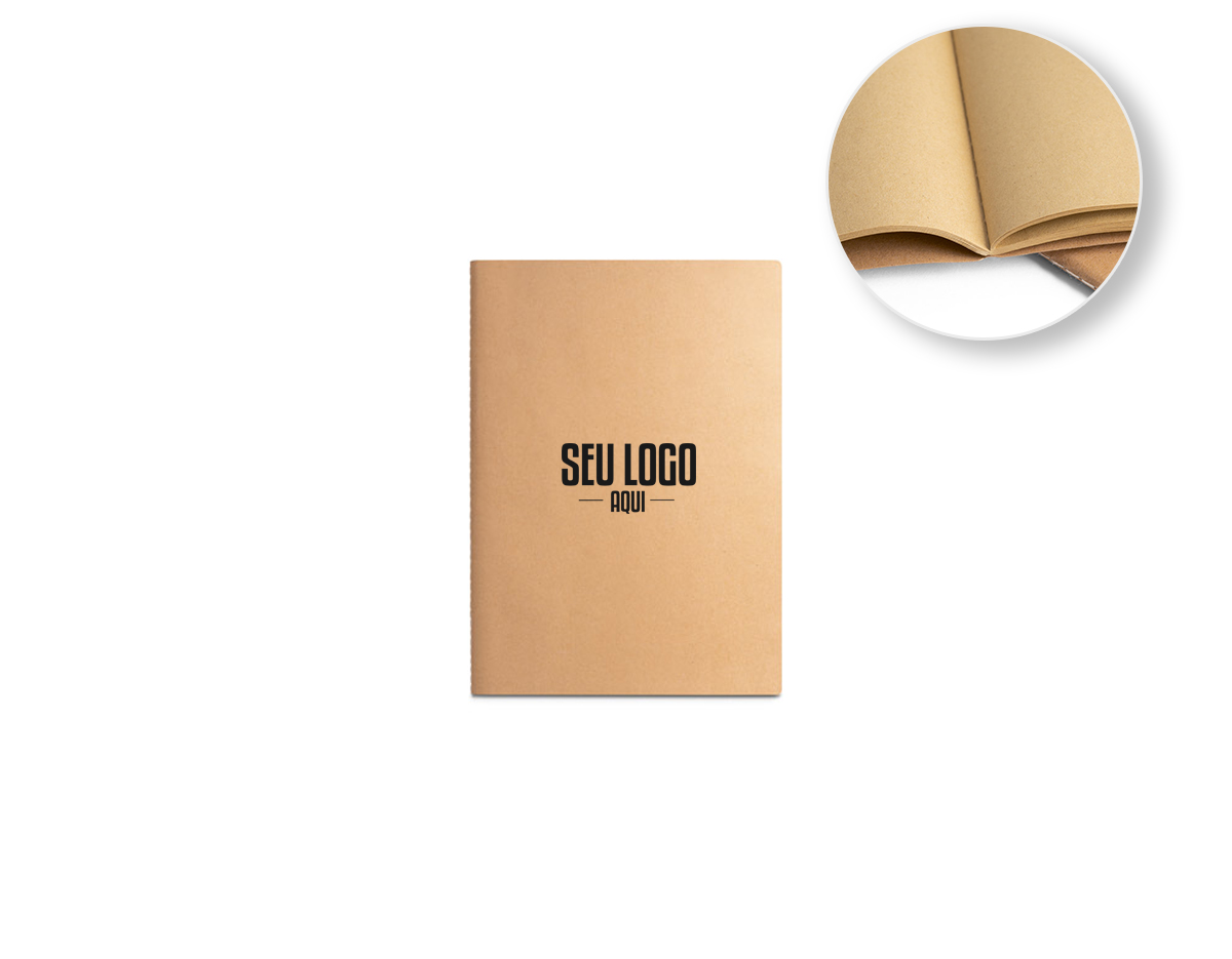 Caderno A6 de capa flexível em cartão (250 g/m²) e cantos redondos. Com 40 folhas lisas, costuradas, em papel reciclado proveniente de gestão florestal sustentável. 100 x 145 mm