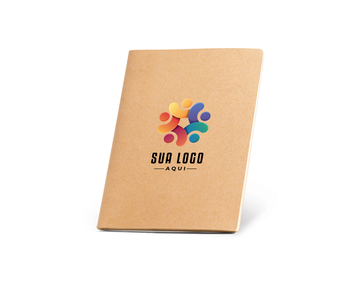 Caderno A4 de capa flexível em cartão (250 g/m²) e cantos redondos. Com 40 folhas lisas, costuradas, em papel reciclado proveniente de gestão florestal sustentável. 210 x 300 mm