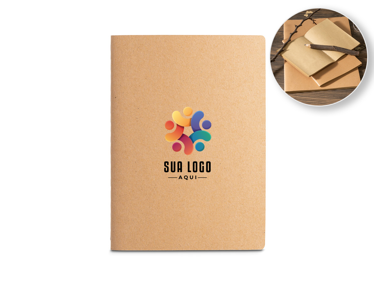 Caderno A4 de capa flexível em cartão (250 g/m²) e cantos redondos. Com 40 folhas lisas, costuradas, em papel reciclado proveniente de gestão florestal sustentável. 210 x 300 mm
