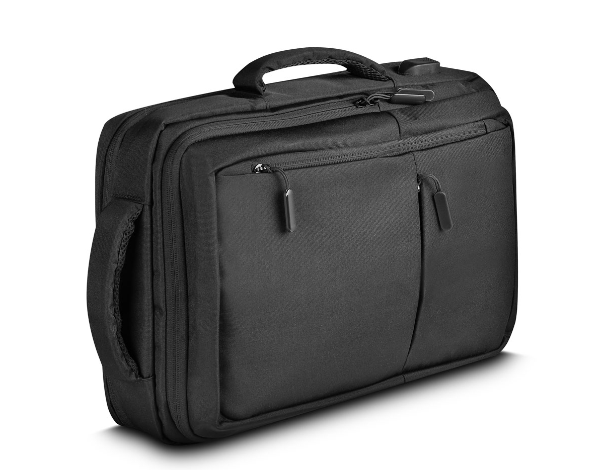 Mochila produzida em tecido de poliéster, alça de ombro e mão acolchoada,2 bolsos frontais e divisórias internas, aceita notebooks de até 15,6", porta USB na lateral da mochila, possui engate para mala de viagem.