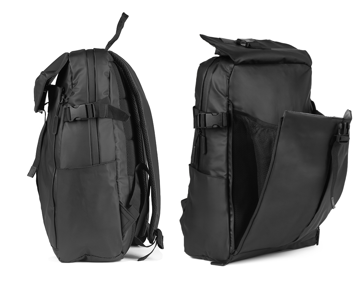 Mochila para Notebook em PU com alças de mão e de ombro acolchoadas, garantindo conforto no uso. Possui engate traseiro para fixação em malas de viagem, além de bolsos frontal e lateral para armazenamento de itens menores. O compartimento interno é adequado para notebooks de até 15,6 polegadas, proporcionando segurança e organização.