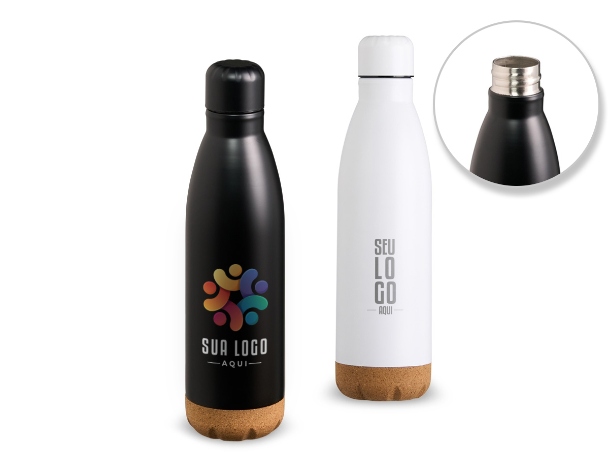 Garrafa térmica com capacidade de 500ml, fabricada em inox resistente. Possui detalhe em cortiça, conferindo um design moderno e diferenciado. Ideal para manter a temperatura de líquidos, seja quente ou frio, por um longo período. Perfeita para uso diário em casa, no trabalho ou em atividades externas.