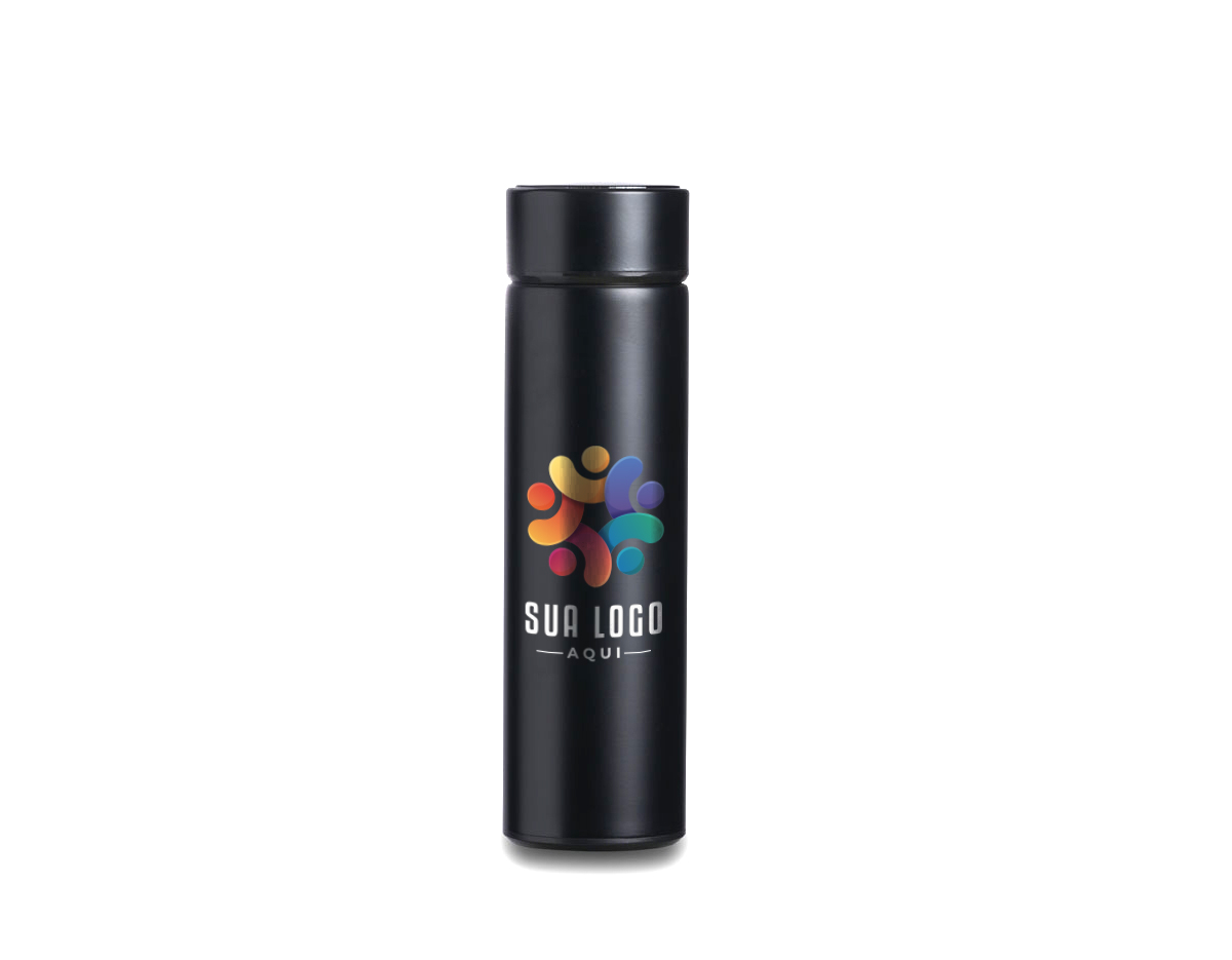 Garrafa térmica de parede dupla, fabricada em aço inoxidável, com capacidade de 400ml, ideal para manter a temperatura das bebidas por mais tempo. A tampa conta com um display touch screen em LED que exibe a temperatura interna. Acompanha infusor de bebidas, perfeito para chás ou outras infusões.