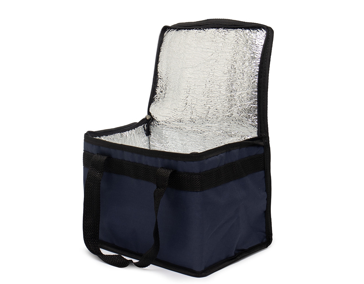 Bolsa térmica de 13 litros feita de nylon, projetada para transportar alimentos de forma prática e segura. Conta com alças de mão que facilitam o transporte, sendo ideal para piqueniques, dias na praia ou caminhadas. Sua capacidade e material isolante ajudam a manter os alimentos frescos por mais tempo, proporcionando conveniência em diferentes ocasiões ao ar livre.