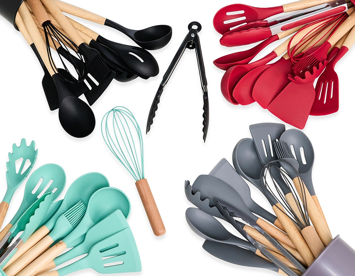 O kit ideal para uma cozinha moderna, projetado para preservar e prolongar a vida das suas panelas! Composto por 12 peças essenciais, este kit é feito em silicone com pegadores de bambu, proporcionando um visual sofisticado. Resistente a temperaturas extremas (-30ºC a 230ºC) e fácil de higienizar, ele é totalmente seguro para suas panelas, pois o silicone não risca nem agride o teflon. O kit inclui: colher escumadeira, colher funda, colher rasa, colher vazada, concha, espátula, espátula de pão, espátula vazada, fouet, pegador e pincel, todos organizados em um suporte plástico. Ecológico e atóxico, nosso kit é cuidadosamente projetado para uso com alimentos, sendo livre de BPA.