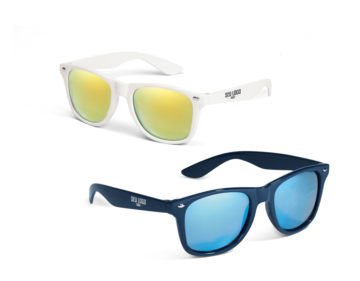 Óculos de sol em PC com lentes espelhadas de categoria 3 e UV400 de proteção. Em conformidade com as normas EN ISO 12312-1. 146 x 49 x 150 mm