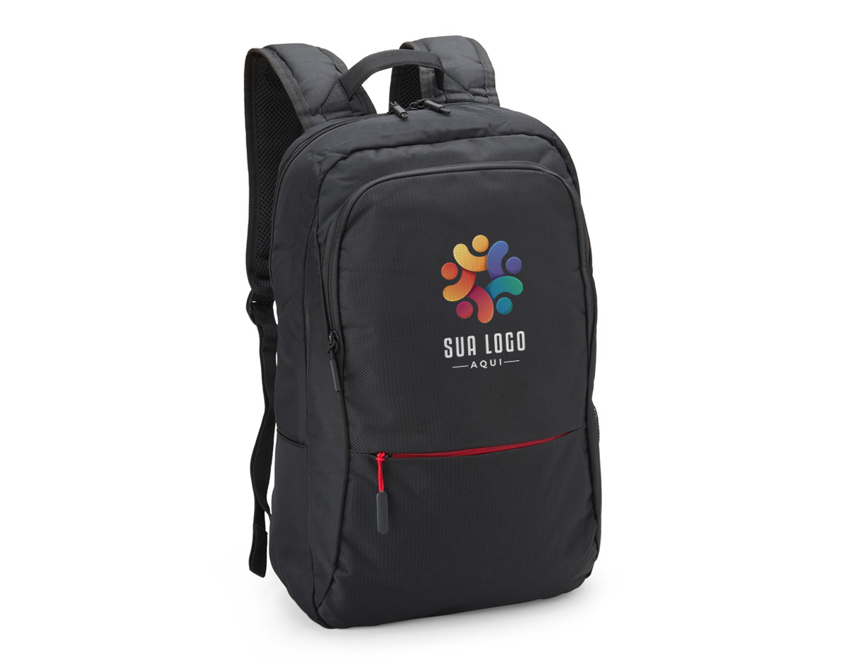 Mochila feita de nylon, com tecido resistente a água e até 25 litros de capacidade em seu interior. Possui 3 compartimentos, sendo o principal com bolso para notebook de até 17 polegadas. Com divisórias internas para acessórios, a mochila possui 1 bolso lateral e alça para encaixe em malas de viagens.