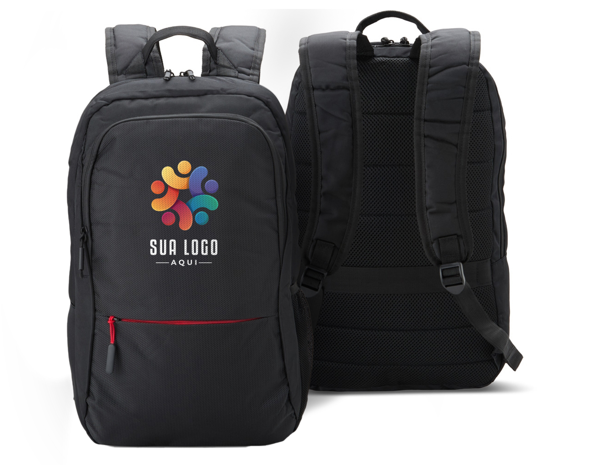 Mochila feita de nylon, com tecido resistente a água e até 25 litros de capacidade em seu interior. Possui 3 compartimentos, sendo o principal com bolso para notebook de até 17 polegadas. Com divisórias internas para acessórios, a mochila possui 1 bolso lateral e alça para encaixe em malas de viagens.