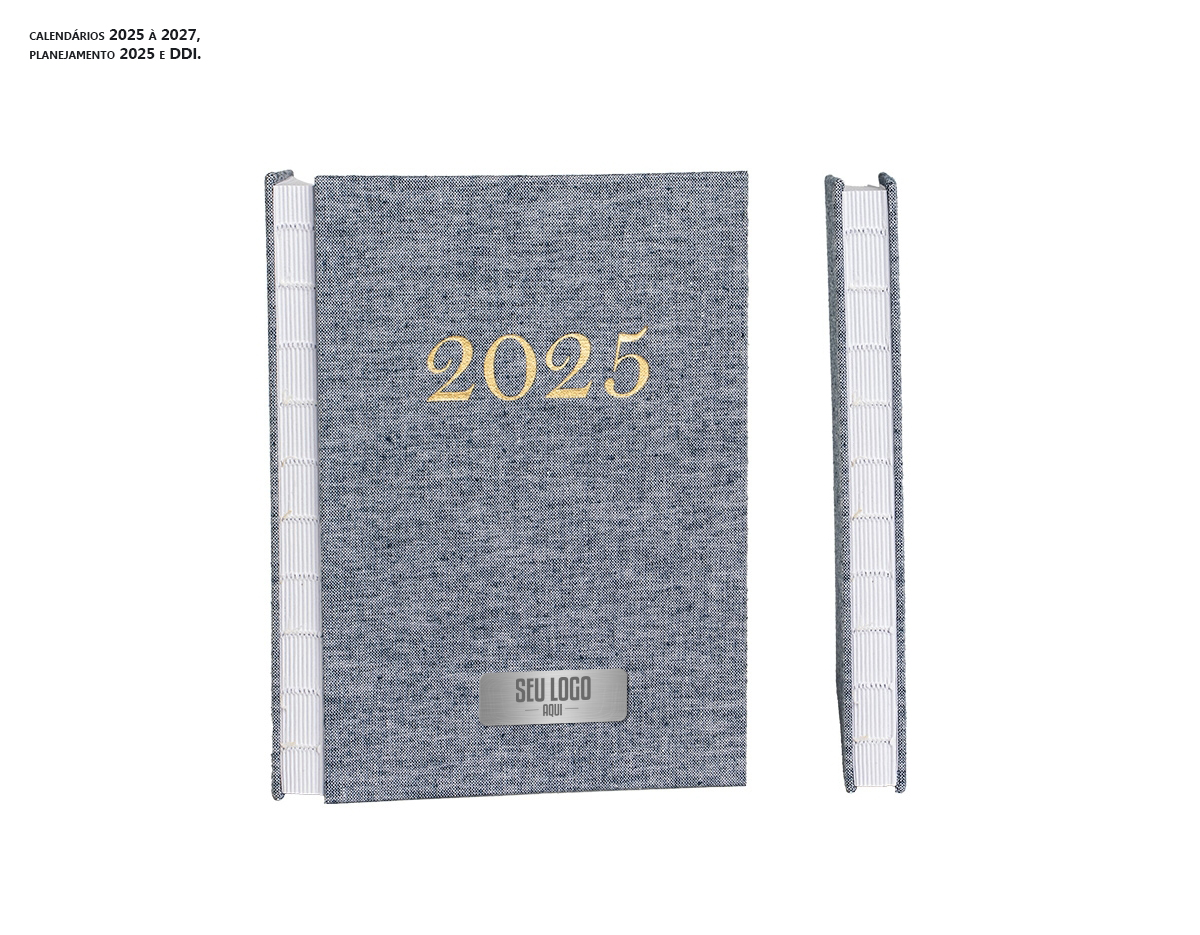 Planeje seu dia a dia com a nossa agenda diária 2025 de linho. Organizar-se ficou ainda mais fácil! Contém folhas para dados pessoais, calendários 2025 à 2027, planejamento 2025 e DDI.