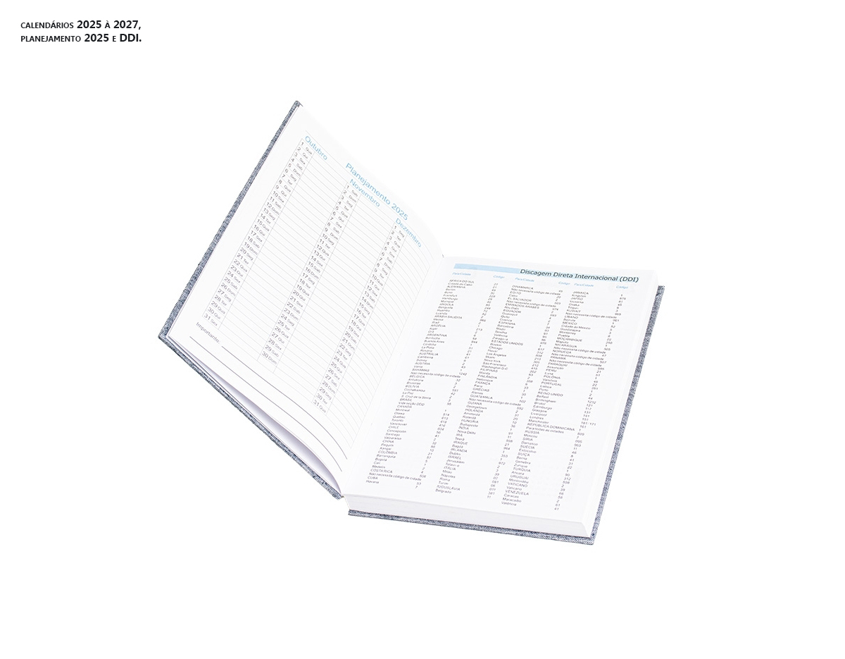 Planeje seu dia a dia com a nossa agenda diária 2025 de linho. Organizar-se ficou ainda mais fácil! Contém folhas para dados pessoais, calendários 2025 à 2027, planejamento 2025 e DDI.