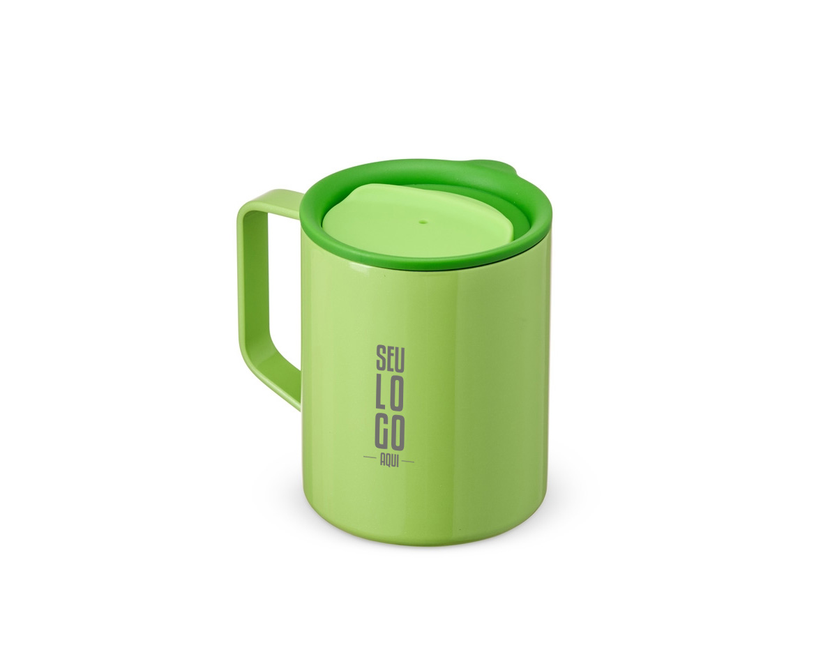Caneca feita em inox, com parede dupla e capacidade de até 270ml. Suas cores chamativas e aspecto brilhante tornam este item, único.