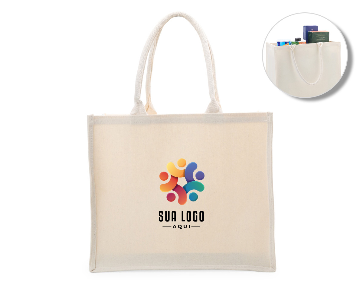 Resistência e design minimalista. Nossa sacola de lona é a escolha ideal para quem busca robustez com estilo moderno. Com alças reforçadas e estrutura de 474g/m², essa sacola oferece ampla profundidade, perfeita para transportar diversos itens sem comprometer a resistência.