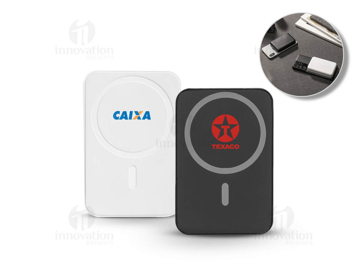 Com design sustentável em ABS 100% reciclado, esta bateria portátil oferece 10.000 mAh de capacidade e carregamento rápido de 15W. Sua função magnética permite fixação fácil em smartphones, com grip adicional para modelos sem magnetismo. Compatível com carregamento sem fio e inclui cabo USB-C. Ideal para quem busca praticidade e sustentabilidade no dia a dia.