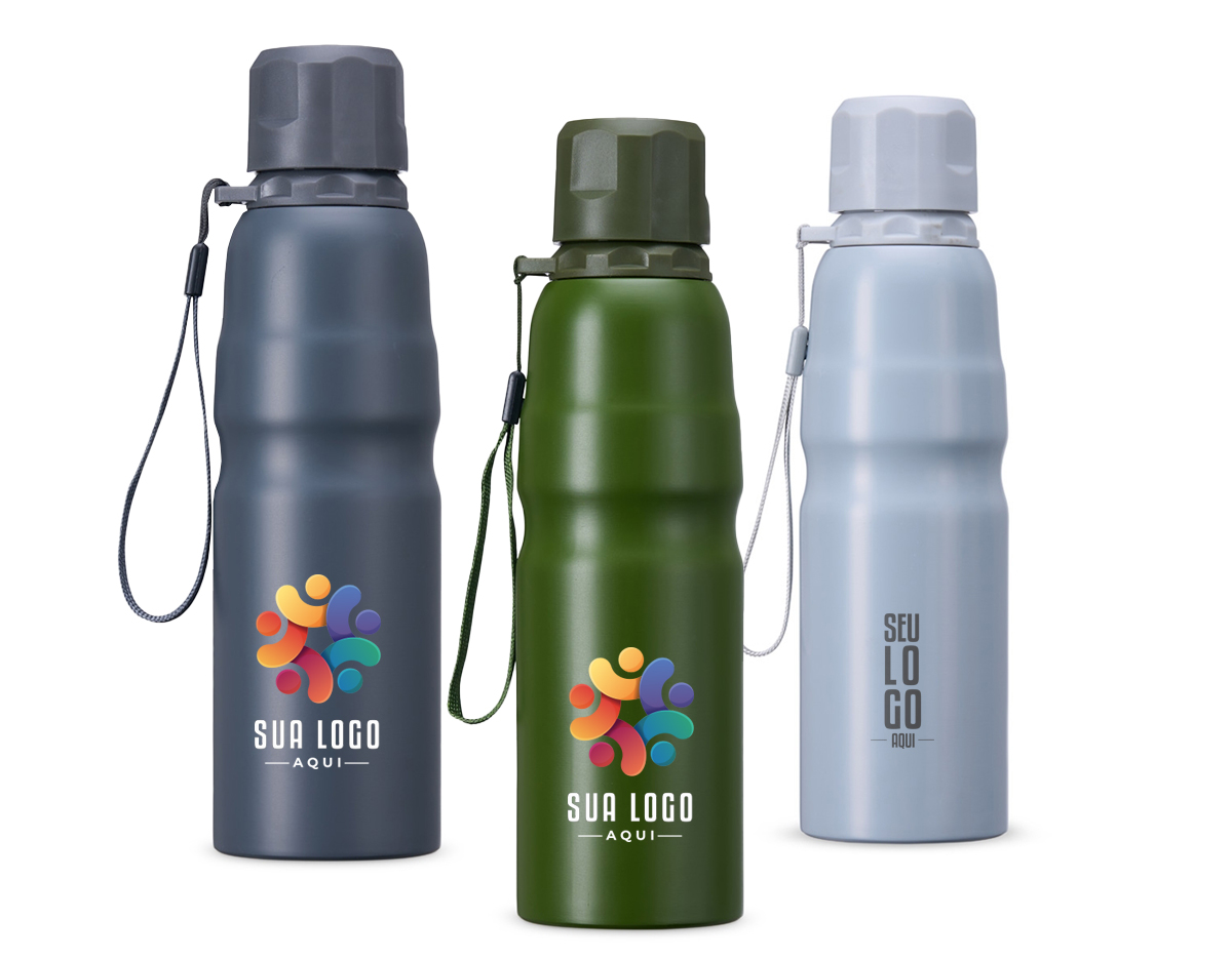 Garrafa de inox com capacidade de 800ml, ideal para manter bebidas frescas por mais tempo. Possui tampa plástica rosqueável, garantindo vedação segura e sem vazamentos. Acompanha cordão para transporte, oferecendo praticidade e facilidade no dia a dia, seja para atividades ao ar livre, academia ou no trabalho. Design resistente e funcional, perfeita para quem busca praticidade e durabilidade em um produto.