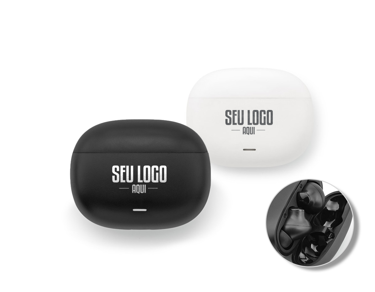 Fone de ouvido wireless em ABS 100% reciclado. Transmissão sem fios BT 5.3 com autonomia, aproximadamente, de 6 horas. Função para atender chamadas, controlo de volume e conexão à playlist do dispositivo móvel. Incluso cabo de carregamento USB-C e pares extra em borracha. Fornecido em caixa presente de papel kraft. Caixa: 75 x 150 x 45 mm