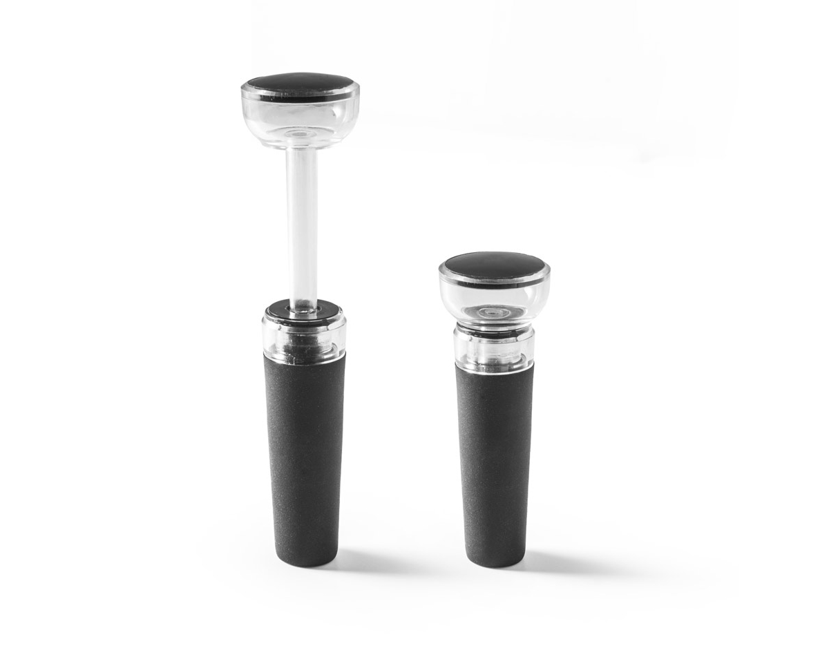 Rolha de vinho com sistema de bomba de vácuo para garrafas de vinho. Ideal para substituir a tradicional rolha de cortiça. Fornecido em caixa presente. 30 x 90 mm