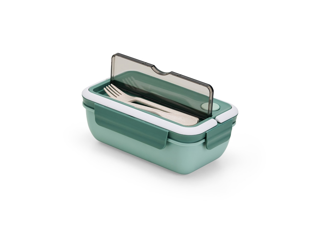 Marmita hermética de 1 litro com divisórias e 3 talheres, feita em PP atóxico e livre de BPA, garantindo segurança no armazenamento dos alimentos. A tampa conta com travas de segurança, silicone com respiro e alças para transporte fácil. Os talheres ficam guardados em compartimento separado com tampa transparente. As divisórias mantêm os alimentos separados, preservando o sabor de cada um. Ideal para refeições práticas e saudáveis.