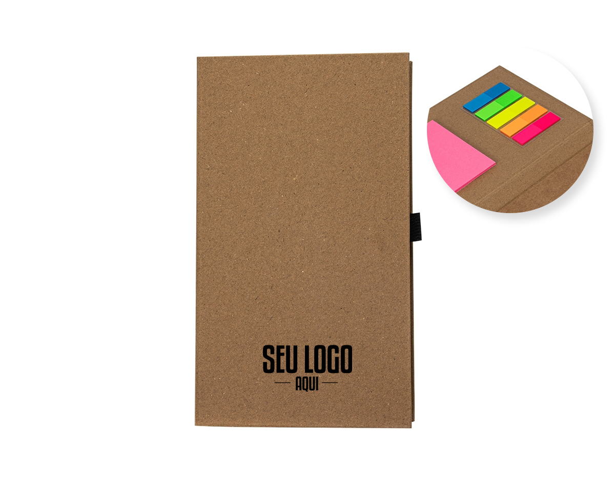 Anote e marque os registros importantes com nosso Bloco de Anotações em Kraft. Ideal para acompanhar uma rotina cheia de anotações, com aproximadamente 80 folhas marfim para escrever e destacar sempre que necessário. Conta com um bloco autoadesivo rosa com cerca de 25 folhas, autoadesivos coloridos com aproximadamente 24 unidades e um suporte para caneta em nylon, deixando tudo mais acessível. Com o Bloco de Anotações em Kraft, você terá tudo o que precisa para registrar e organizar  ideias de forma eficiente.
