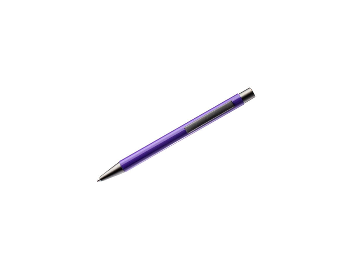 Caneta metálica com acionamento por clique e carga esferográfica azul de 1.0mm. Proporciona uma escrita suave e confortável, ideal para anotações do dia a dia.