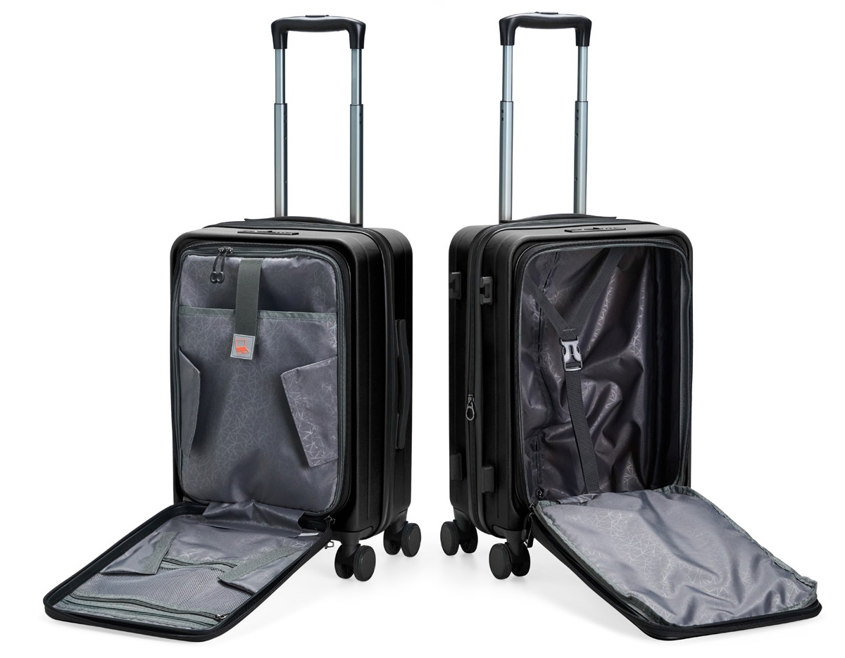 Mala de bordo 32 litros, resistente e funcional! Produzida em plástico ABS, conta com cadeado numérico TSA embutido para mais segurança. Seu design inteligente traz abertura frontal com bolso para notebook de até 15.6, além de divisórias internas com zíperes e cinta compressora para roupas. Precisa de mais espaço? O zíper externo expansível se encarrega de ampliar a capacidade da mala. Para facilitar o transporte, possui puxador retrátil de 3 estágios, duas alças de mão, apoios e ganchos laterais e rodinhas 360º, proporcionando mobilidade total. Acompanha plaquinha metálica grafite personalizável.