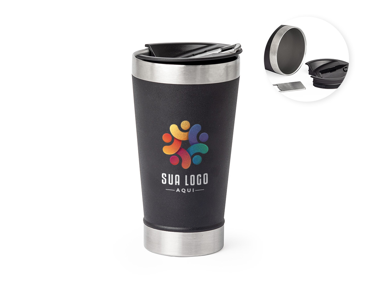 Copo térmico inox 500ml com tampa e abridor, ideal para manter sua bebida na temperatura certa por mais tempo. Possui acabamento levemente texturizado para melhor aderência e conforto ao segurar. A tampa é livre de BPA, garantindo mais segurança para o consumo. Design moderno e prático, perfeito para uso diário, viagens e passeios. Resistente e fácil de limpar, sendo um excelente companheiro para qualquer ocasião