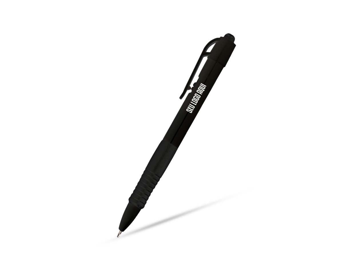 Caneta plástica com detalhe emborrachado para maior conforto na escrita. Possui carga esferográfica azul de alta qualidade, garantindo traços suaves e precisos. Seu acionamento por clique proporciona praticidade no uso diário. Leve, resistente e ergonômica, é ideal para anotações, estudos e trabalho. Design moderno e funcional, perfeita para quem busca conforto e eficiência em um único acessório.