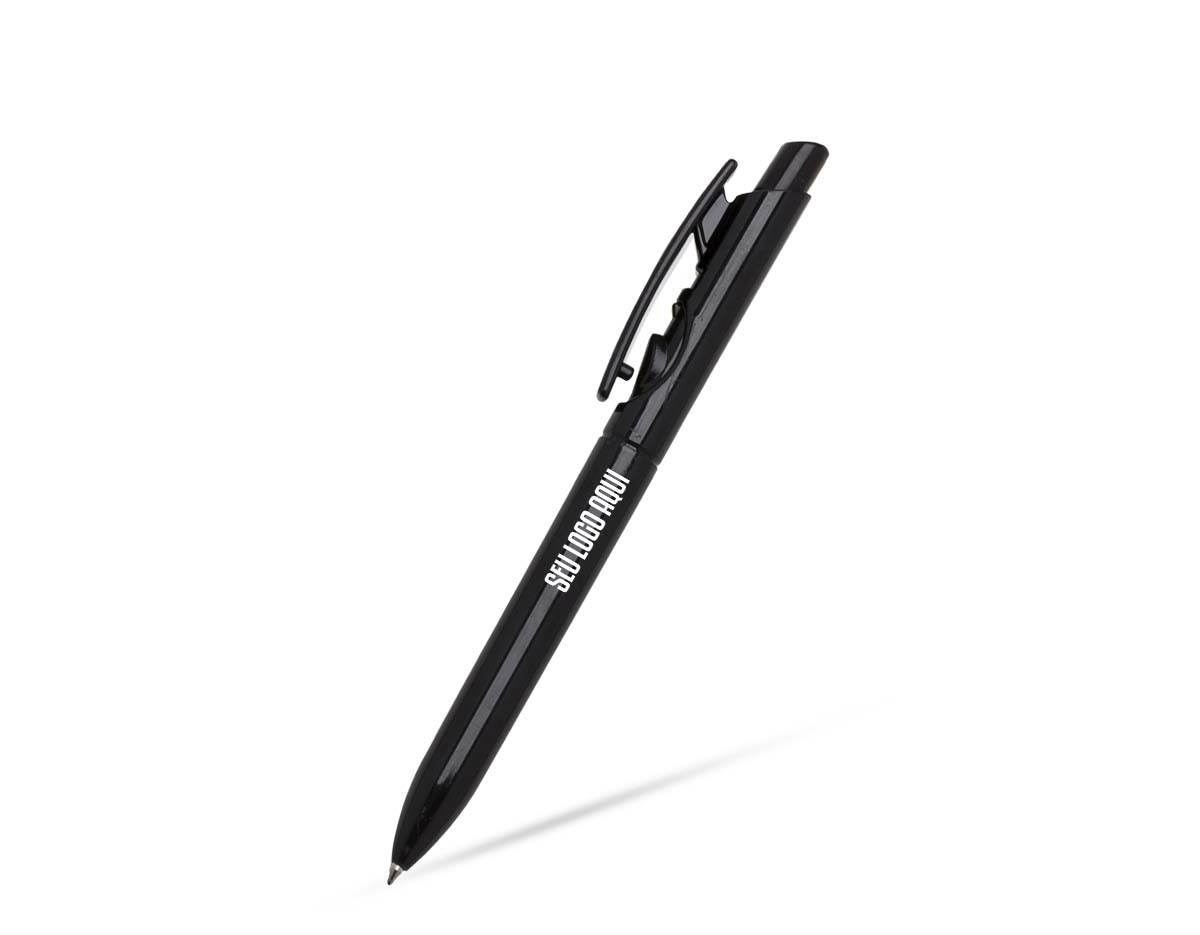 Caneta plástica com carga esferográfica azul, ideal para uma escrita macia e contínua. Seu acionamento por clique proporciona praticidade e rapidez no uso diário. Leve e ergonômica, garante conforto durante o manuseio, sendo perfeita para anotações, estudos e trabalho. Seu design moderno combina funcionalidade e estilo, tornando-a uma excelente opção para uso pessoal ou como brinde promocional