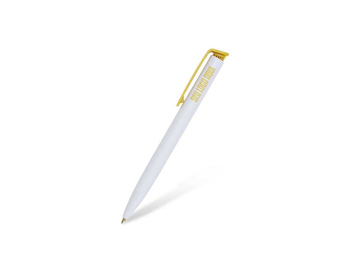 Caneta plástica com carga esferográfica azul, ideal para uma escrita suave e contínua. Seu acionamento por clique proporciona praticidade e rapidez no uso diário. Leve e ergonômica, garante conforto ao escrever, sendo perfeita para anotações, estudos e trabalho. Com design moderno e funcional, é uma excelente opção para uso pessoal ou como brinde promocional, unindo estilo, durabilidade e eficiência