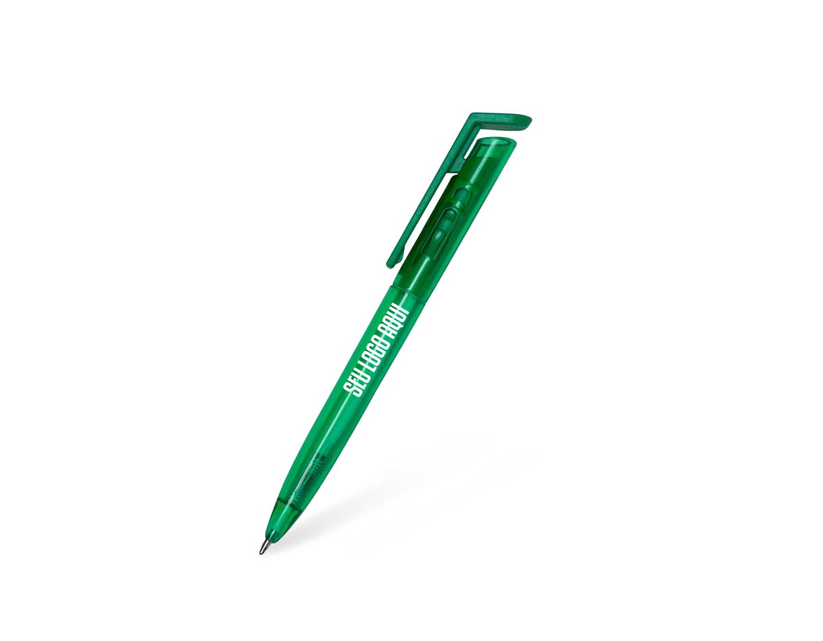 Caneta plástica com carga esferográfica azul, escrita suave e precisa. Possui acionamento por clique, prática para uso diário. Corpo leve e ergonômico, ideal para escritório, escola ou uso pessoal.