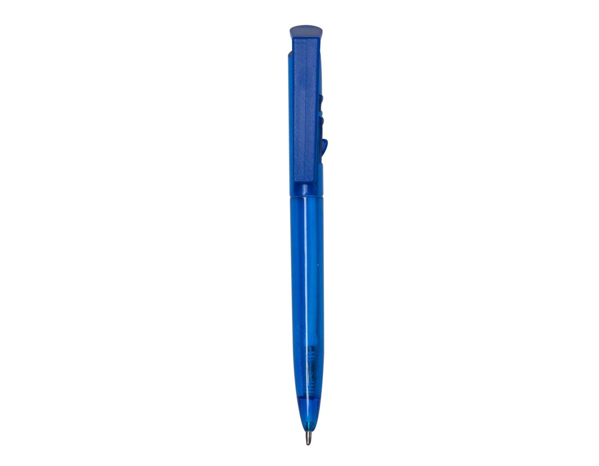 Caneta plástica com carga esferográfica azul, escrita suave e precisa. Possui acionamento por clique, prática para uso diário. Corpo leve e ergonômico, ideal para escritório, escola ou uso pessoal.