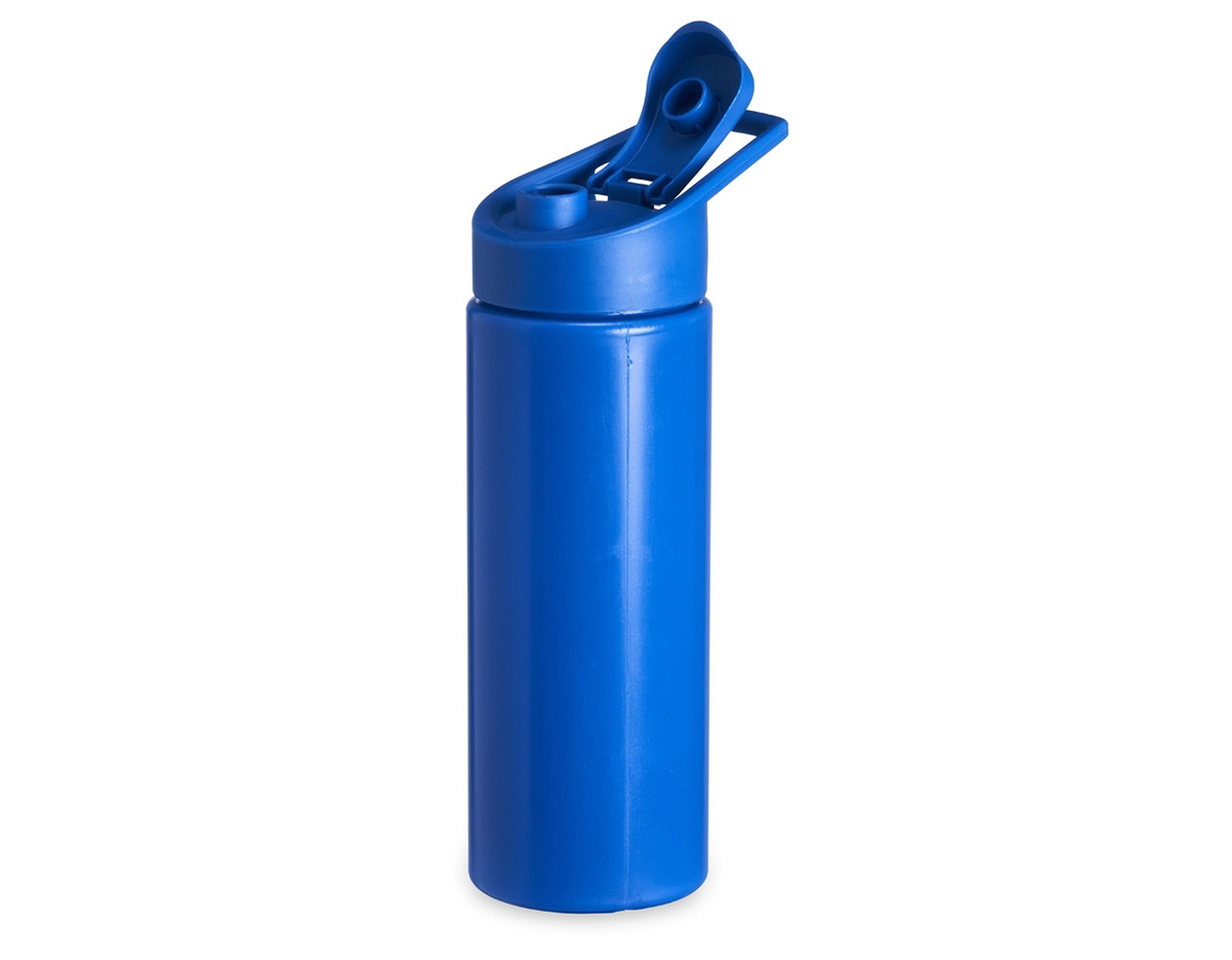 Squeeze de polietileno com capacidade de 550ml, ideal para hidratação em qualquer momento do dia. Possui tampa plástica rosqueável com alça integrada e tampa protetora para o bocal, garantindo praticidade e higiene no uso diário ou em atividades físicas.