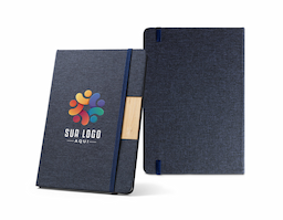 Caderno A5 com capa em tecido 100% poliéster. Moderno e resistente, é ideal para o dia a dia, unindo estilo e praticidade em um design leve e funcional.