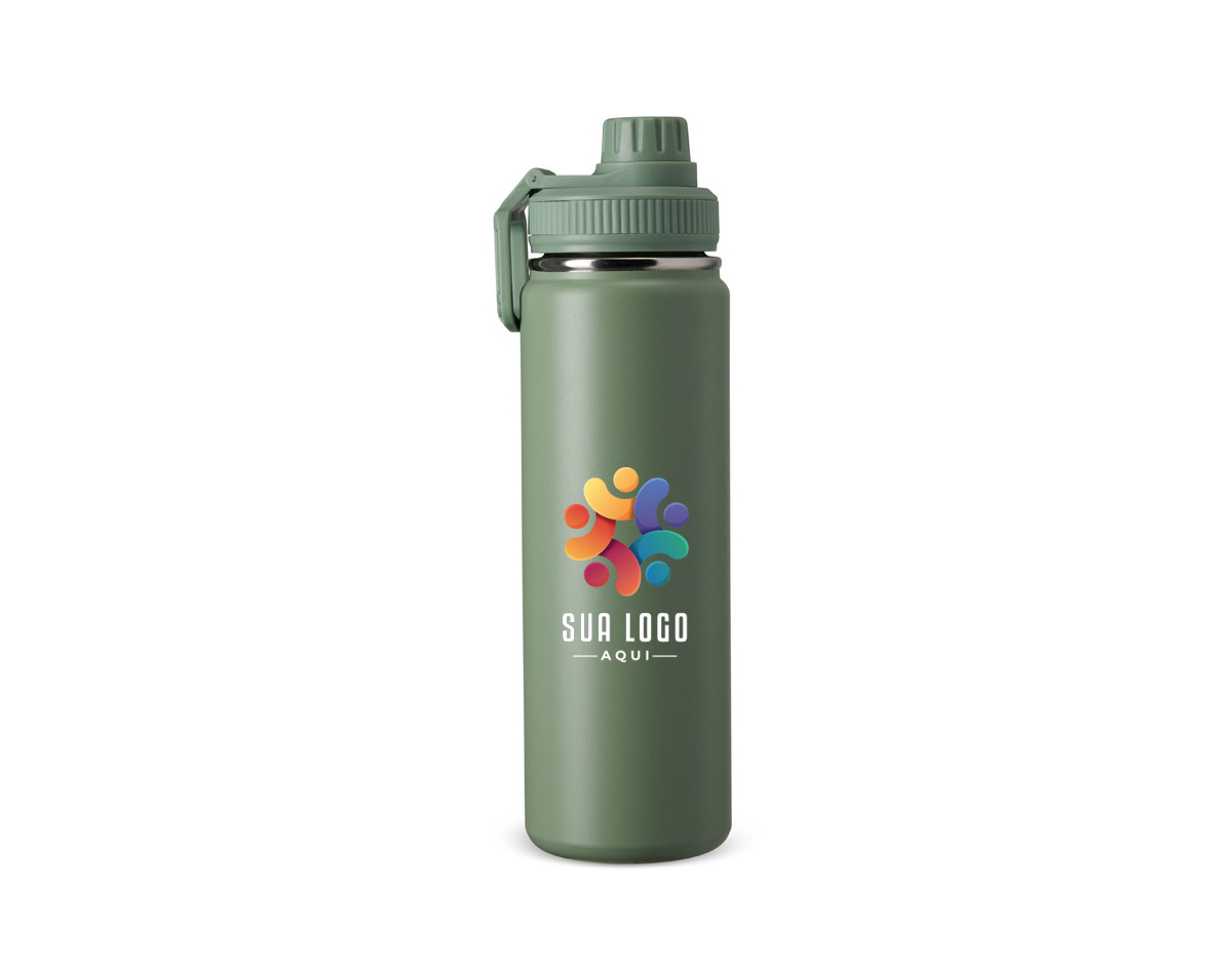 Garrafa térmica inox com capacidade de até 750ml. A pintura eletrostática garante uma cor duradoura e acabamento de maior qualidade. Sua parede dupla e isolamento à vácuo mantém o líquido conservado por mais tempo e permite o uso da garrafa sem a necessidade de se preocupar em entrar em contato direto com o calor interno ou vazamentos. Além disso, a garrafa conta com uma tampa rosqueável e uma alça que facilita o transporte para qualquer lugar.