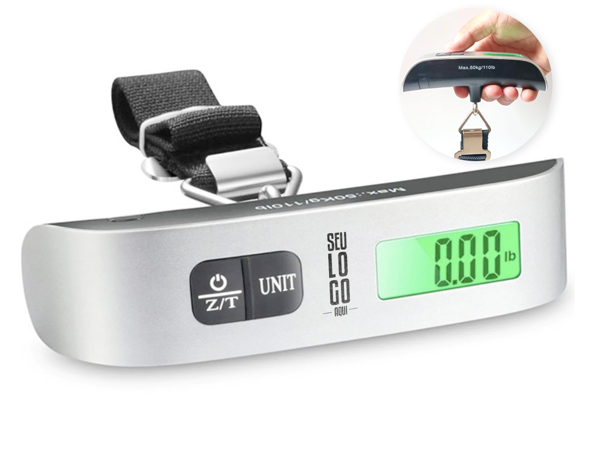 Balança de mão digital portátil, leve e compacta, ideal para viagens, pesca ou uso diário. Cabe facilmente em bolsas ou mochilas e permite pesar bagagens e equipamentos com praticidade. Evita excedentes de peso, sendo útil em aeroportos e outras situações de transporte.