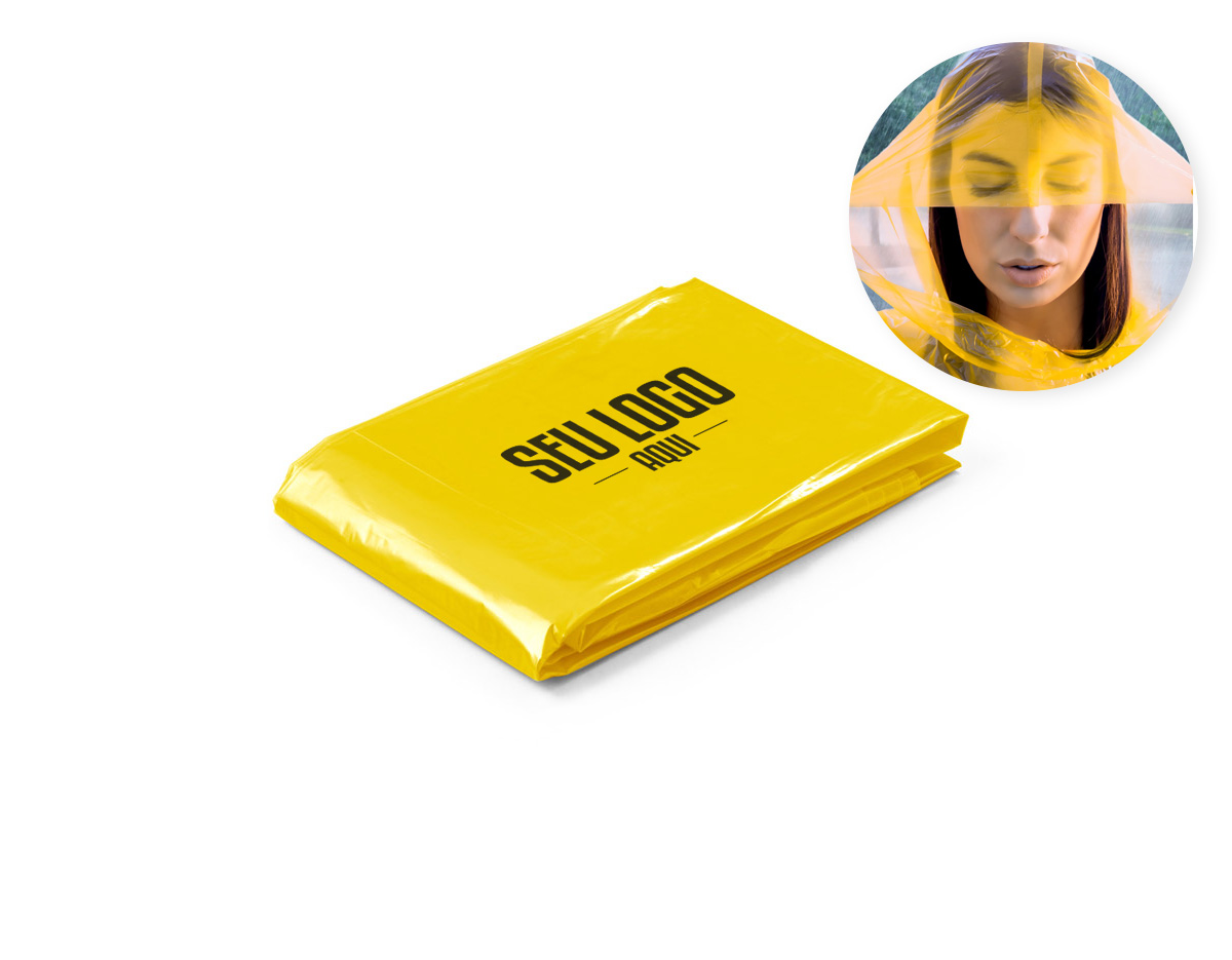 Capa de chuva de tamanho único, prática e leve, ideal para proteção em dias chuvosos. Disponível em diversas cores, se adapta a diferentes estilos.