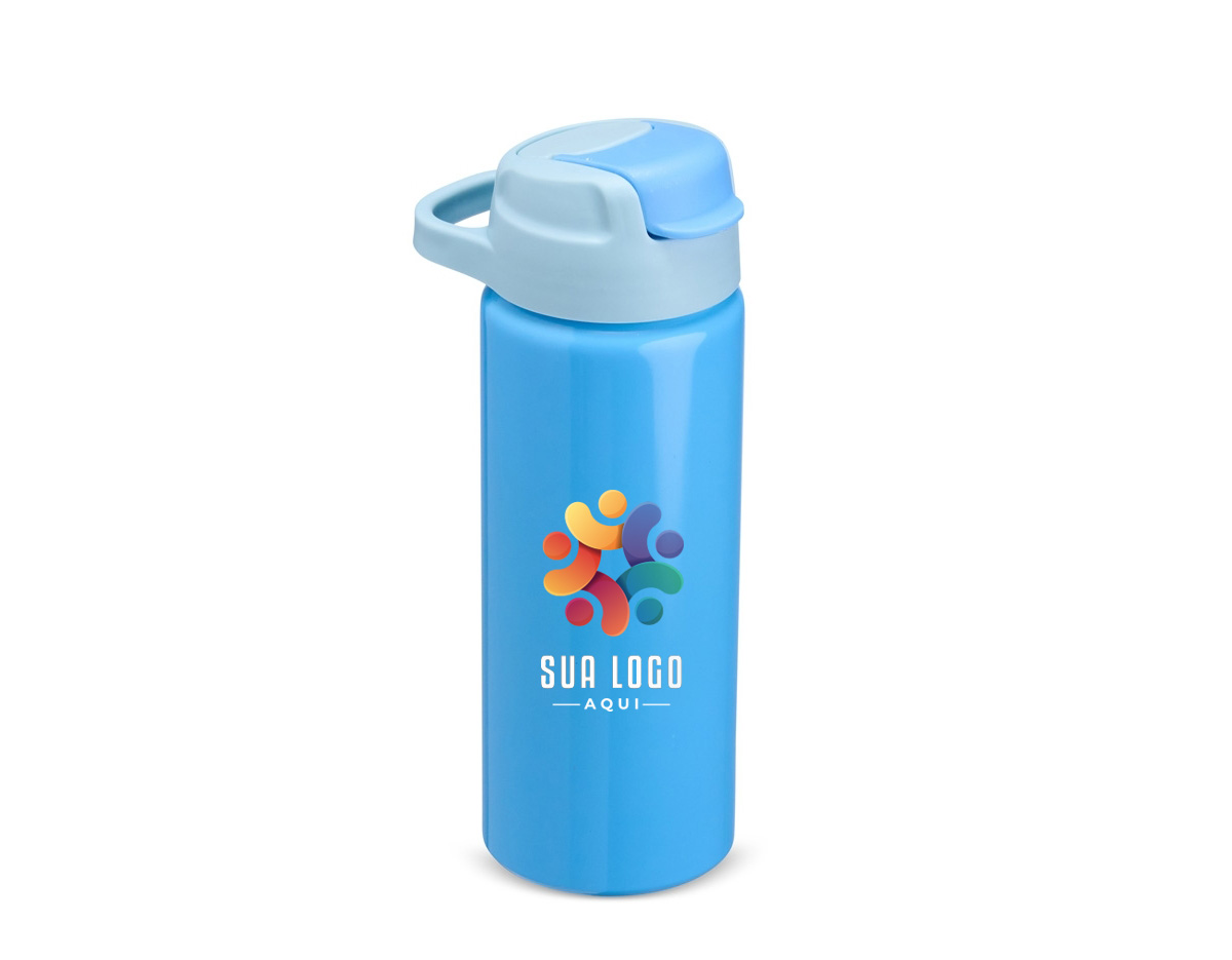 Squeeze de alumínio com capacidade de 600ml, ideal para uso diário. Possui tampa com alça fixa, bico flexível com canudo interno e tampa protetora, que evita vazamentos e contato com sujeira, garantindo maior higiene e praticidade durante o uso.