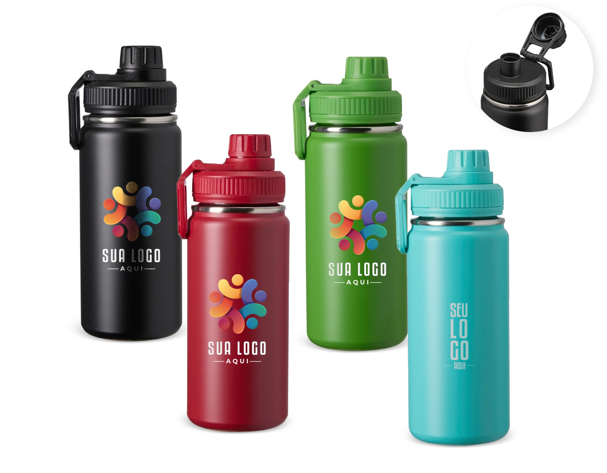 Garrafa térmica inox de capacidade de até 550ml. A pintura eletrostática garante uma cor duradoura e acabamento de maior qualidade. Sua parede dupla e isolamento à vácuo mantém o líquido conservado por mais tempo e permite o uso da garrafa sem a necessidade de se preocupar em entrar em contato direto com o calor interno ou vazamentos. Além disso, a garrafa conta com uma tampa rosqueável e uma alça que facilita o transporte para qualquer lugar.