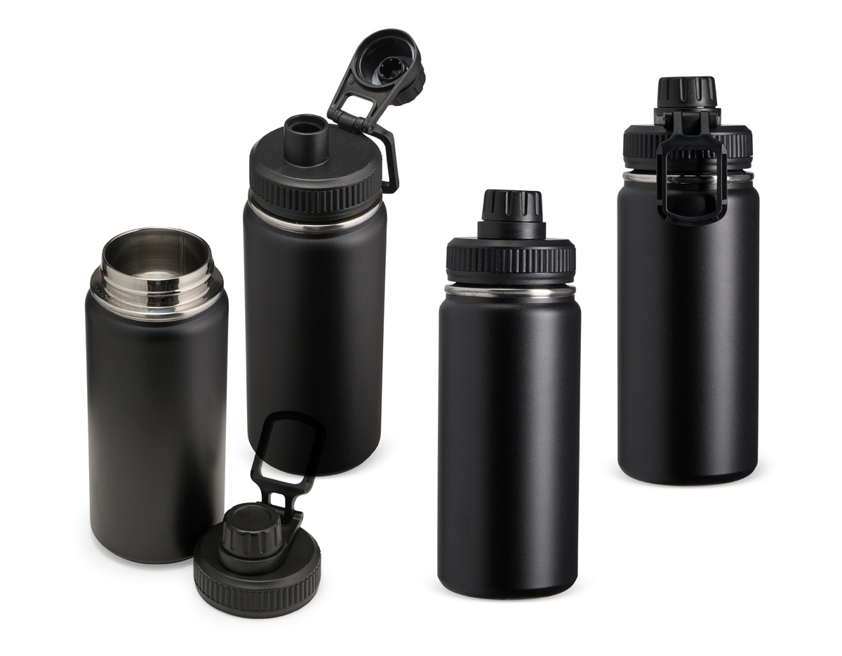 Garrafa térmica inox de capacidade de até 550ml. A pintura eletrostática garante uma cor duradoura e acabamento de maior qualidade. Sua parede dupla e isolamento à vácuo mantém o líquido conservado por mais tempo e permite o uso da garrafa sem a necessidade de se preocupar em entrar em contato direto com o calor interno ou vazamentos. Além disso, a garrafa conta com uma tampa rosqueável e uma alça que facilita o transporte para qualquer lugar.