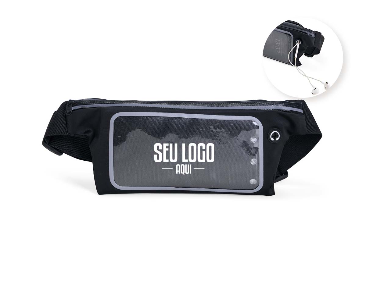 Pochete Antifurto Esportiva em lycra, versátil e segura, pode ser usada dos dois lados. Conta com faixa refletiva para maior visibilidade noturna. Possui dois compartimentos: um para documentos e outro para celular (visor sensível ao toque, até 7,9 x 15,9 cm). Cinto elástico ajustável e saída para fones garantem conforto e praticidade em qualquer atividade.