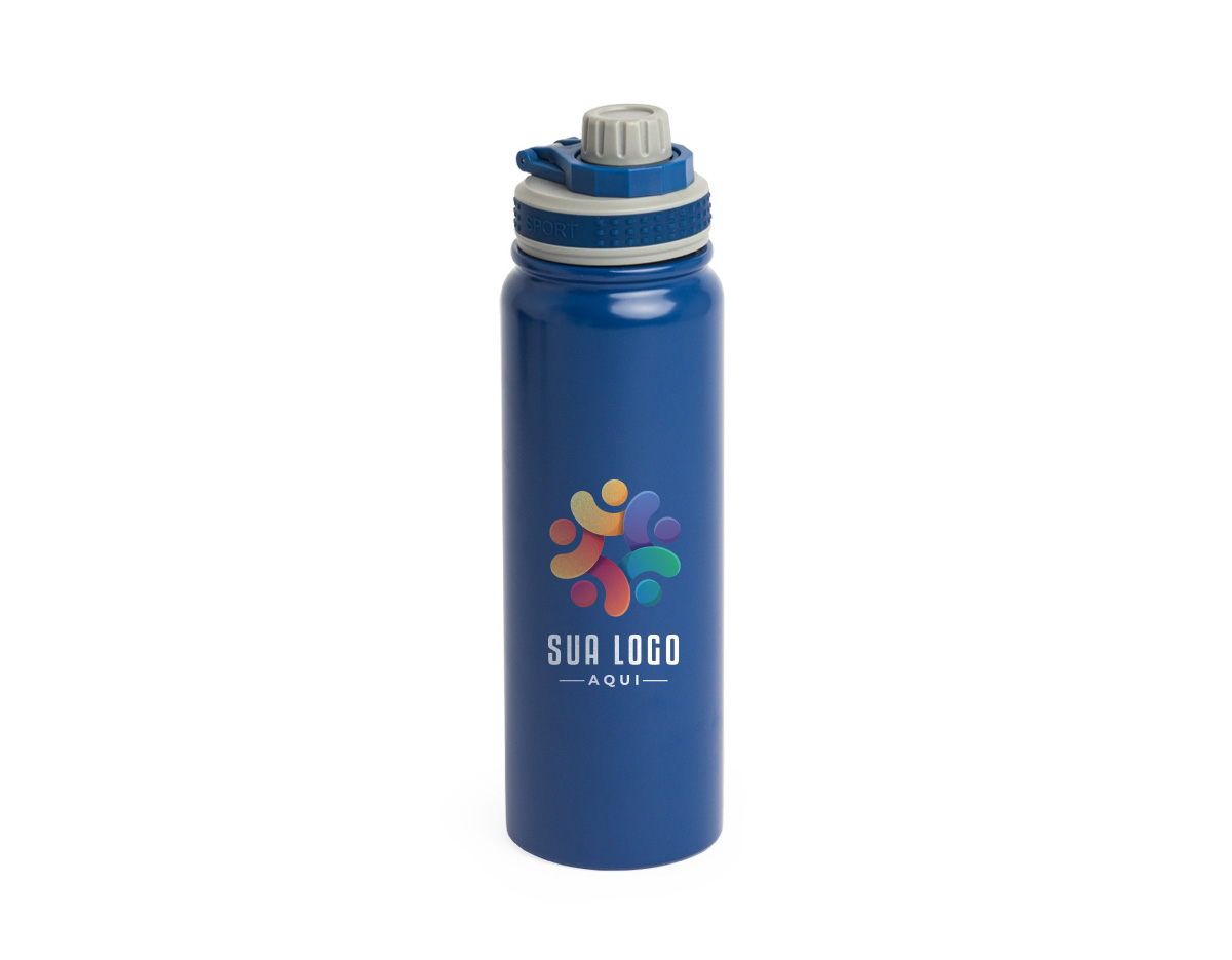 Garrafa térmica de 850ml em inox 304, com infusor de bebidas e parede dupla. Possui tampa com alça para fácil transporte e tampa de proteção para o bocal, garantindo praticidade e conservação da temperatura por mais tempo.