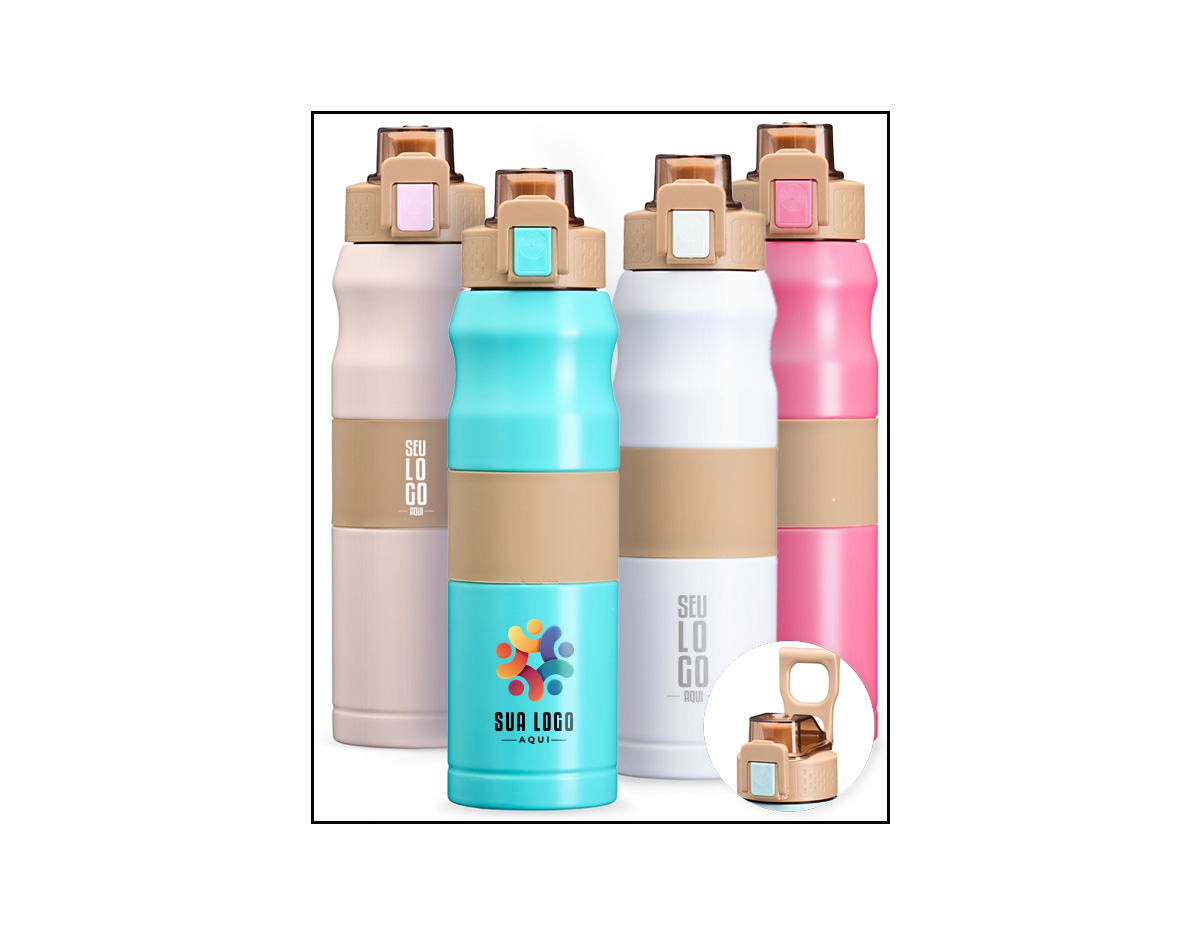 A squeeze térmica que vai te acompanhar em todos os momentos! Com 550ml de capacidade, ela é feita em inox SUS 304, trazendo resistência e praticidade para o dia a dia. A tampa rosqueável plástica com trava garante aquele toque de segurança, e a alça flexível facilita o transporte para qualquer lugar. Além disso, conta com um detalhe emborrachado removível, oferecendo uma pegada firme. Leve, prática e cheia de estilo para uma hidratação com muito mais conforto!