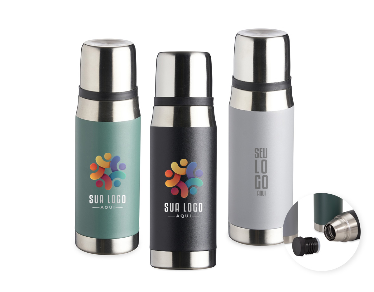 Mantenha suas bebidas na temperatura ideal por muito mais tempo com esta garrafa térmica de 500ml, fabricada em aço inoxidável 304 de alta qualidade. Resistente, durável e com excelente isolamento térmico, ela é perfeita para o dia a dia, viagens, academia ou escritório. Seu design moderno e funcional garante praticidade no uso e transporte, além de preservar o sabor e a pureza da sua bebida, seja quente ou gelada.