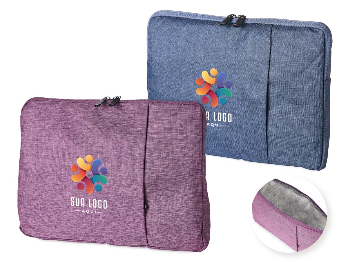 Pasta para tablet de até 12,4 polegadas, feita em poliéster resistente à água. Possui dois compartimentos, sendo o principal com interior forrado e almofadado, oferecendo proteção extra para o dispositivo. Ideal para transporte seguro no dia a dia.