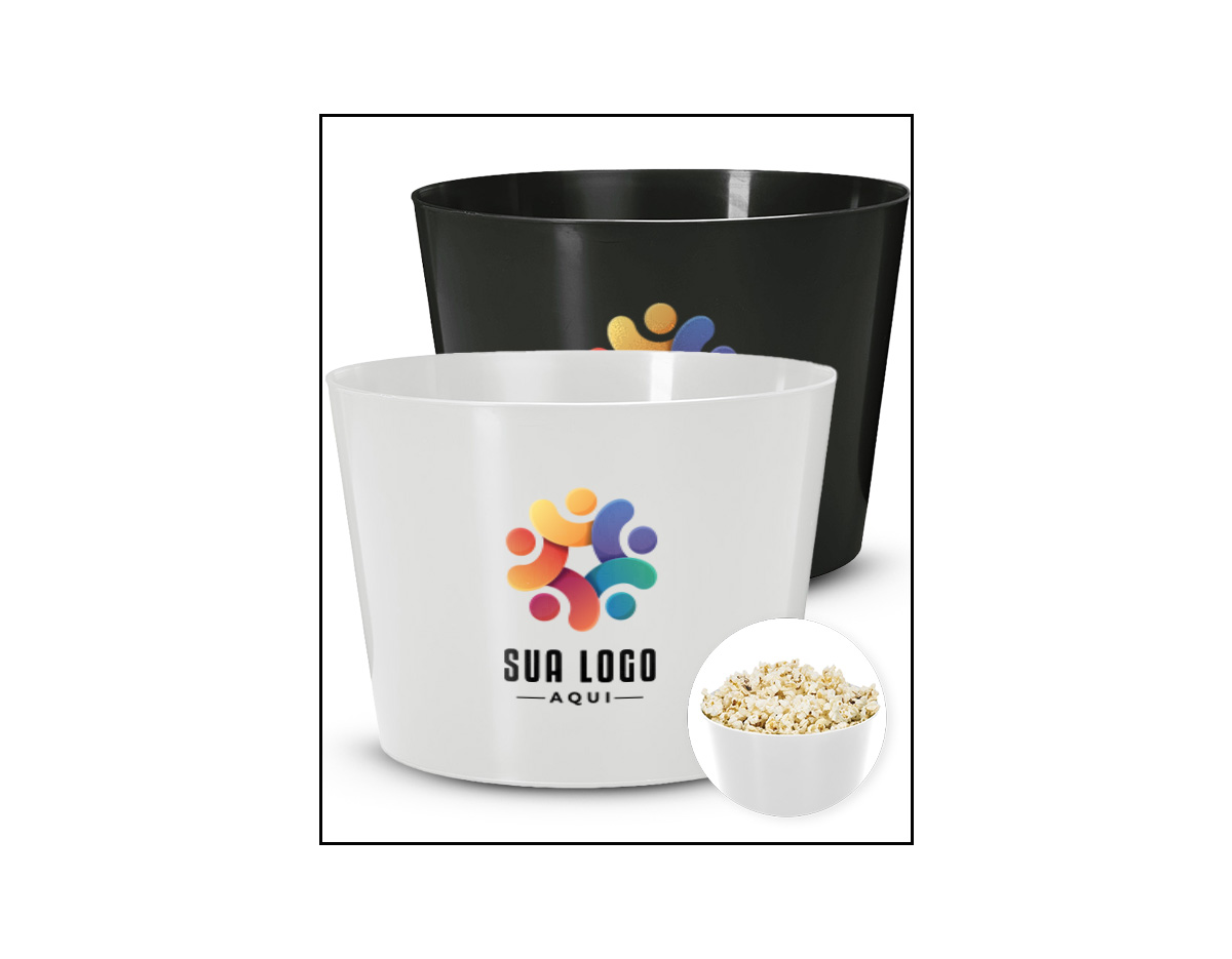 Balde para pipoca com capacidade de 3 litros, produzido em polipropileno atóxico, seguro para contato com alimentos. Ideal para sessões de cinema em casa, festas ou eventos. Leve, resistente e reutilizável, oferece praticidade no uso e fácil limpeza. Perfeito para quem busca comodidade e estilo ao servir pipoca.