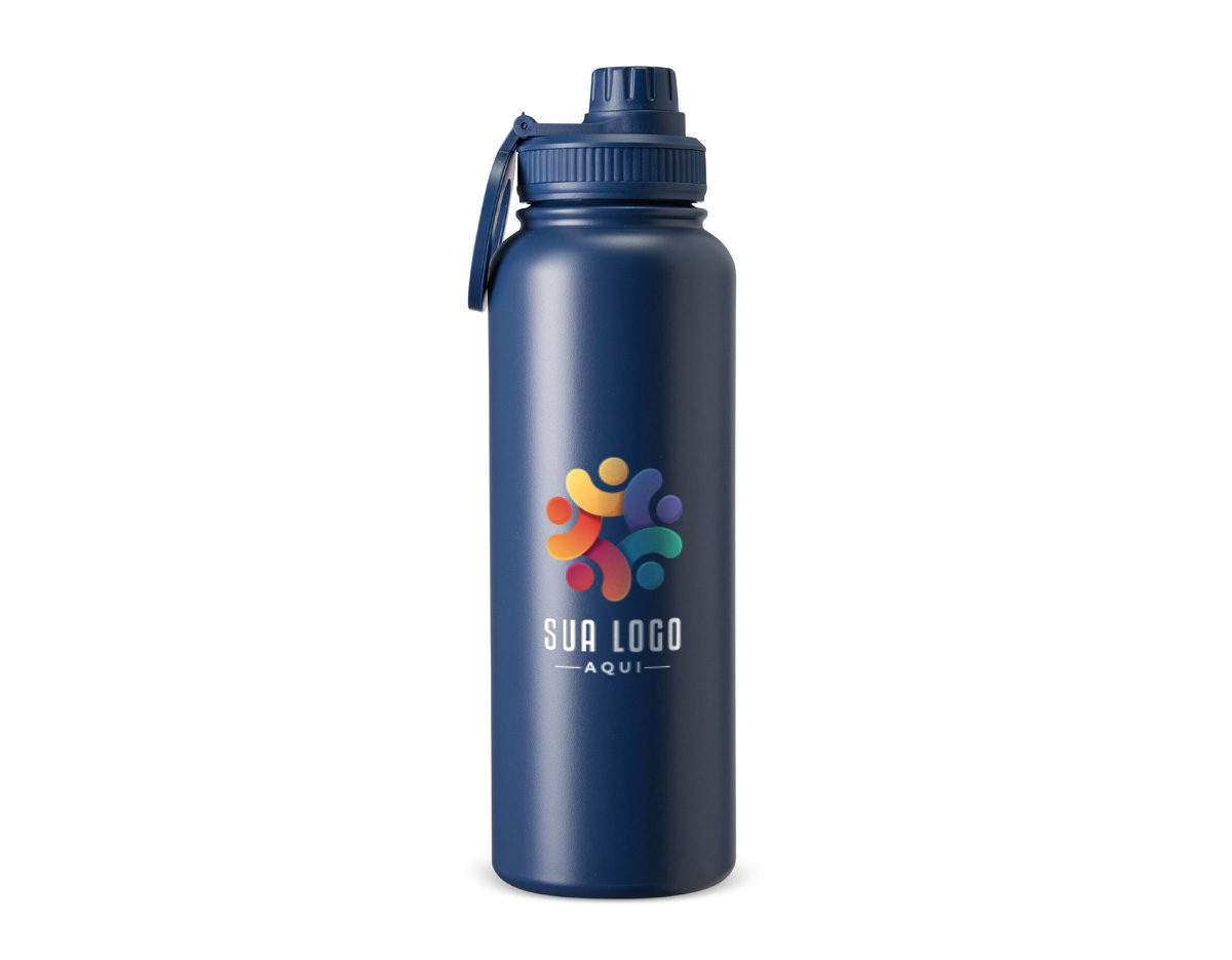 Garrafa térmica de inox com capacidade de até 1,2 litro. Possui pintura eletrostática durável, parede dupla com isolamento a vácuo e tampa rosqueável, que ajudam a conservar a temperatura e evitar vazamentos. Acompanha alça circular magnética compatível com iPhones da Apple.