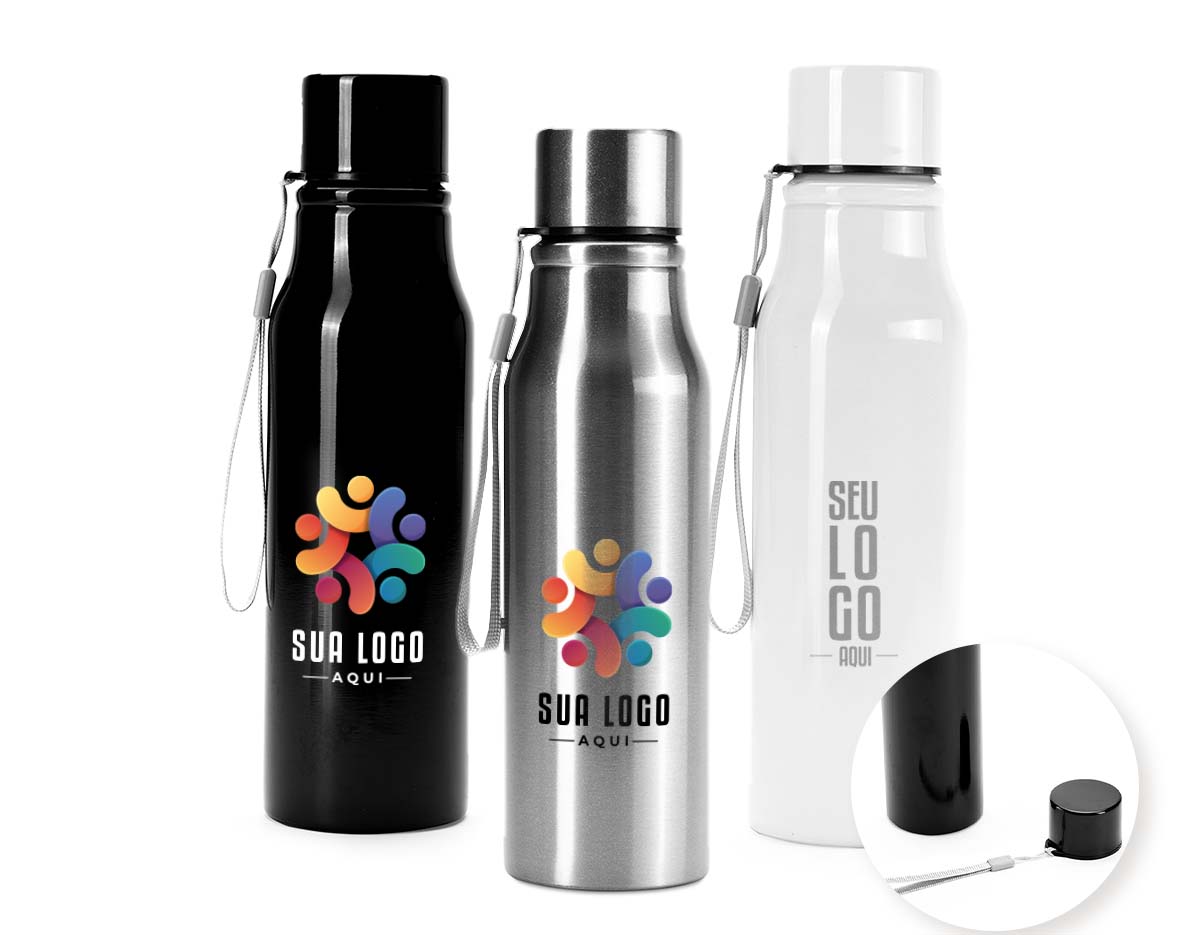 Garrafa em aço inox com capacidade de 750ml. Possui tampa rosqueável que garante vedação segura e alça integrada, facilitando o transporte. Ideal para armazenar líquidos em diferentes ambientes e situações.