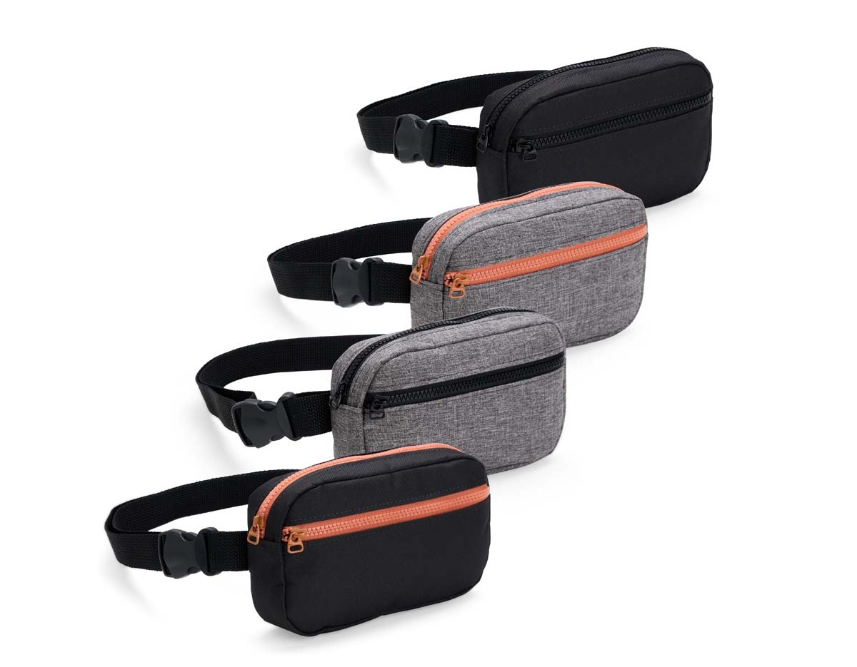 Pochete compacta e resistente, feita em Oxford impermeável. Possui compartimento principal e bolso externo, ambos com zíper, ideais para itens pessoais como celular, carteira e chaves. Conta com alça ajustável em nylon e engate rápido, possibilitando o uso na cintura, transversal ou no ombro.